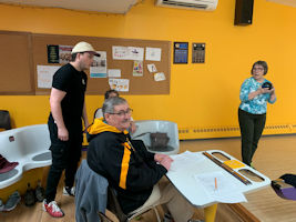 Keeping score at the bowling alley.